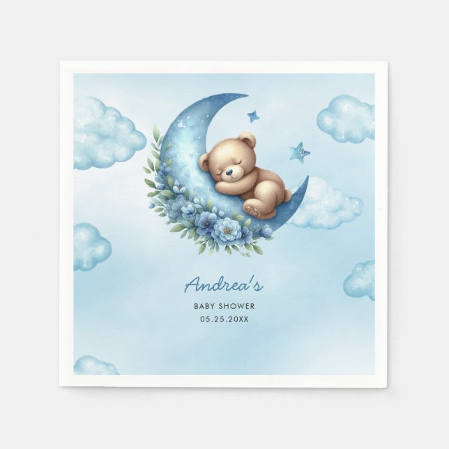 Servilleta De Papel Over The Moon Baby Shower (Anverso)