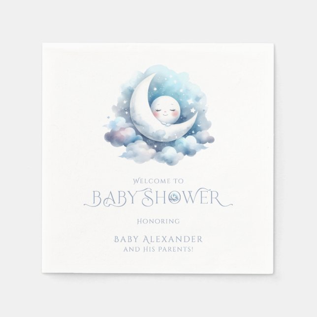 Servilleta De Papel Over The Moon Baby Shower (Anverso)