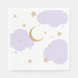 Servilleta De Papel Over the Moon Purple Baby Shower