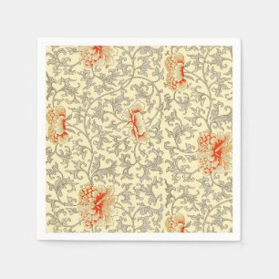 Servilleta De Papel Owen Jones Patrón Antiguo: Coral Floral Gris