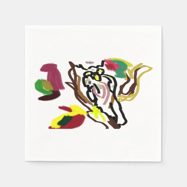 Servilleta De Papel Owl autumn oil (Anverso)