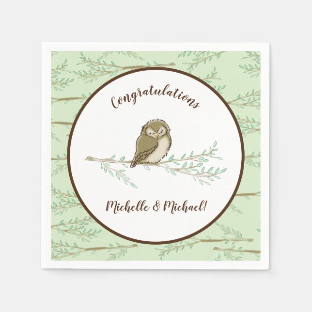 Servilleta De Papel Owl Baby Shower Woodland (Anverso)