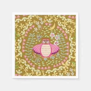 Servilleta De Papel Owl Folk Olive