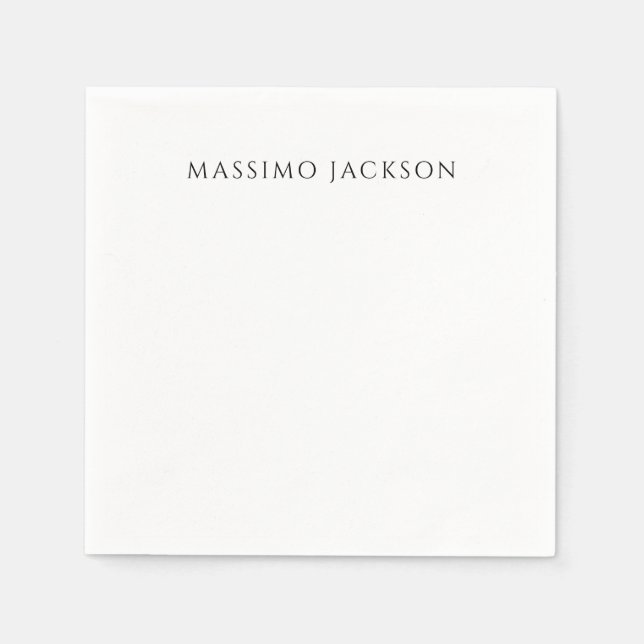 Servilleta De Papel Own Name Calligraphy Chic Plain Simple Black White (Anverso)
