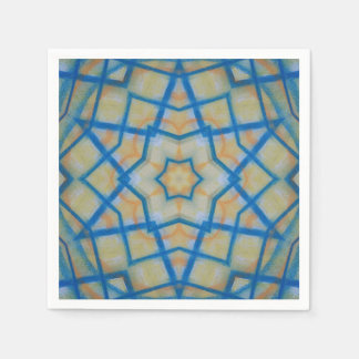 Servilleta De Papel P25C Azul Amarillo Única Colorido Mandala Abstract