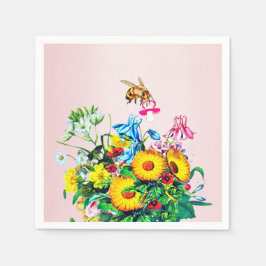 Servilleta De Papel Pacificador floral rosado de abejas Baby Shower
