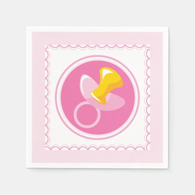 Servilleta De Papel Pacificador rosa | Baby Girl Shower (Anverso)
