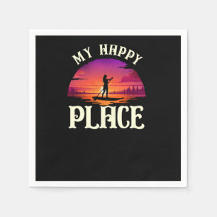 Servilleta De Papel Paddleboard My Happy Place Girl Sunset