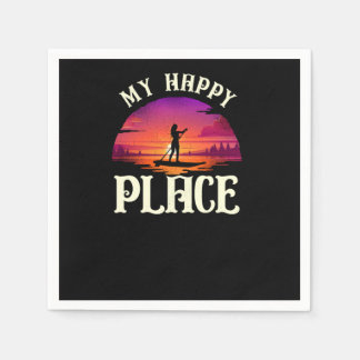 Servilleta De Papel Paddleboard My Happy Place Girl Sunset