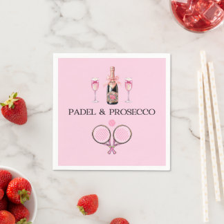 SERVILLETA DE PAPEL PADEL NAPKIN: PADEL & PROSECCO CLASSIC PINK-BLACK