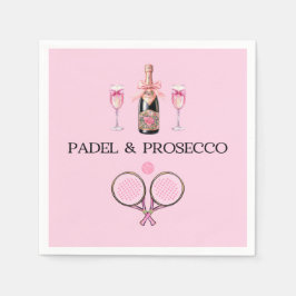 SERVILLETA DE PAPEL PADEL NAPKIN: PADEL & PROSECCO CLASSIC PINK-BLACK