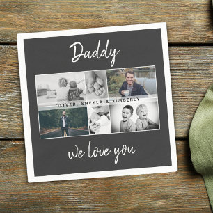 Servilleta De Papel Padre con hijos y Collage de fotos de papá de fami