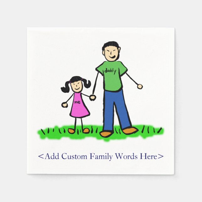 Servilleta De Papel Padre Hija Familia Personalizado Napkins (Anverso)