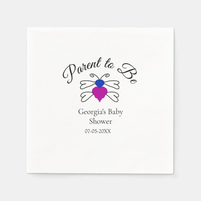 Servilleta De Papel Padres que son azul, rosa, ducha de bebé, miel abe (Anverso)