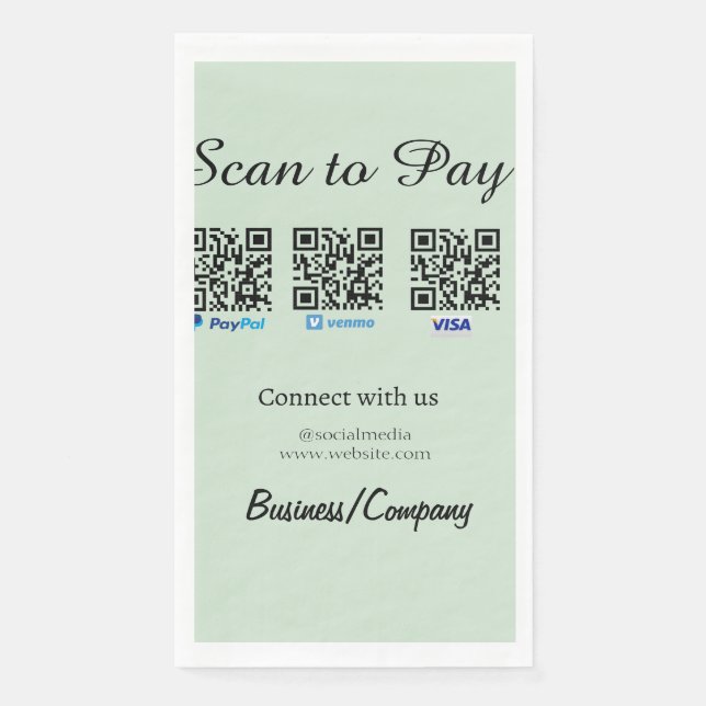 Servilleta De Papel paga con paypal venmo visa tarjeta código QR redes (Anverso)