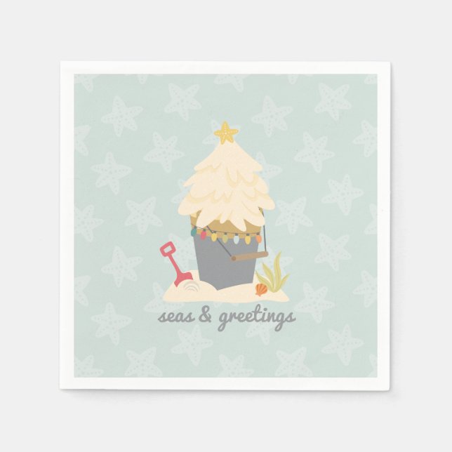 Servilleta De Papel Pail de arena para Navidades de playa (Anverso)