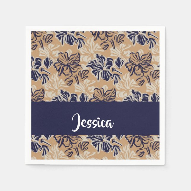 Servilleta De Papel Painted flowers on brown (Anverso)