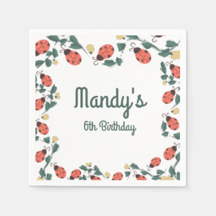 Servilleta De Papel Painterly Lady Bug Birthday Garden Fiesta