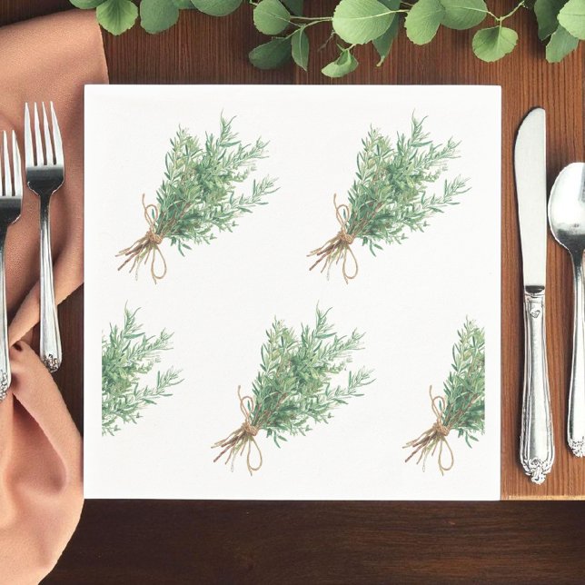 Servilleta De Papel País francés Rosemary Rústico Boda Napkin (Subido por el creador)