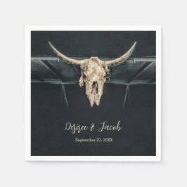 Servilleta De Papel País occidental Beige Gray Rústico Bull Cow Skull