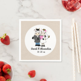 Servilleta De Papel País Rústico Boda de pareja de vacas