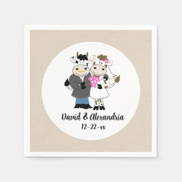 Servilleta De Papel País Rústico Boda de pareja de vacas