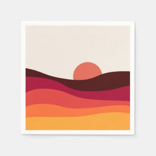 Servilleta De Papel Paisaje abstracto con mar en la puesta del sol