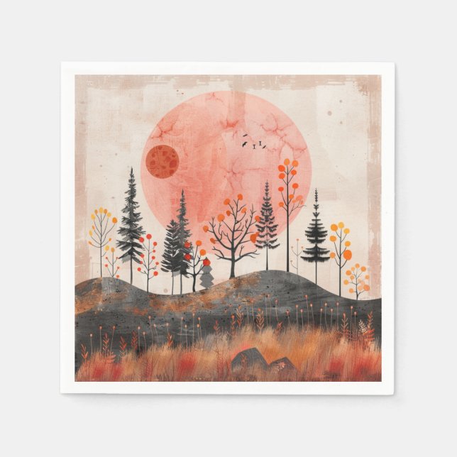 Servilleta De Papel Paisaje abstracto de Boho (13) (Anverso)