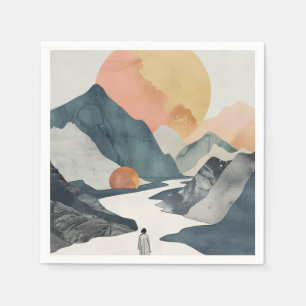 Servilleta De Papel Paisaje abstracto de Boho (2)