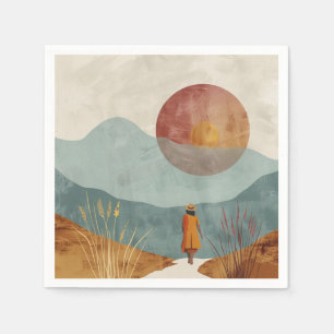 Servilleta De Papel Paisaje abstracto de Boho (23)