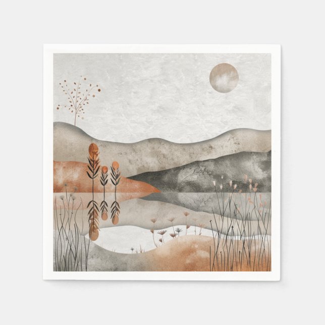 Servilleta De Papel Paisaje abstracto de Boho (3) (Anverso)