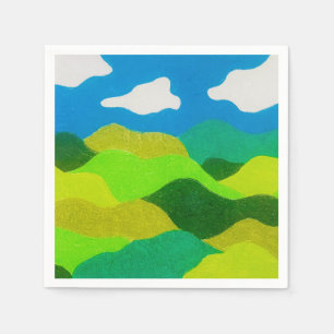 Servilleta De Papel Paisaje abstracto de lápiz de color cielo azul
