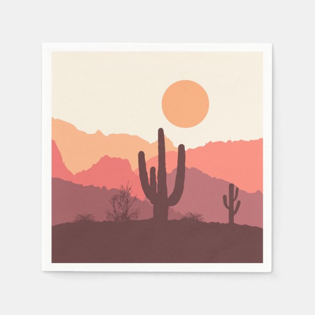 Servilleta De Papel Paisaje arbolado y naranja de México (Anverso)