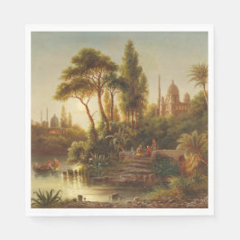 Servilleta De Papel Paisaje asiático a la luz de la noche (arte de la 