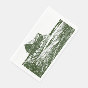 Servilleta De Papel Paisaje campestre estilo madera casa de campo