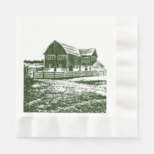 Servilleta De Papel Paisaje campestre estilo madera casa de campo