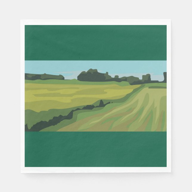 Servilleta De Papel Paisaje campestre verde (Anverso)