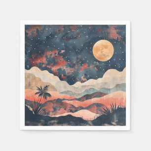 Servilleta De Papel Paisaje celeste del desierto boho índigo cobre