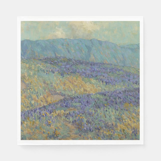 Servilleta De Papel Paisaje con flores azules (de Granville Redmond) (Anverso)