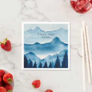 Servilleta De Papel Paisaje de montaña acuarela