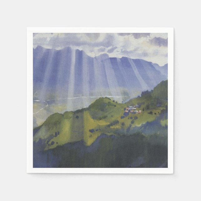 Servilleta De Papel Paisaje de montaña en Suiza (Serebriakova) (Anverso)