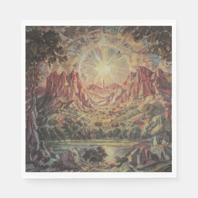 Servilleta De Papel Paisaje de montaña (por Konstantin Bogaevsky) (Anverso)