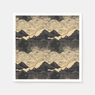 Servilleta De Papel Paisaje de nubes de montaña vintage (2)