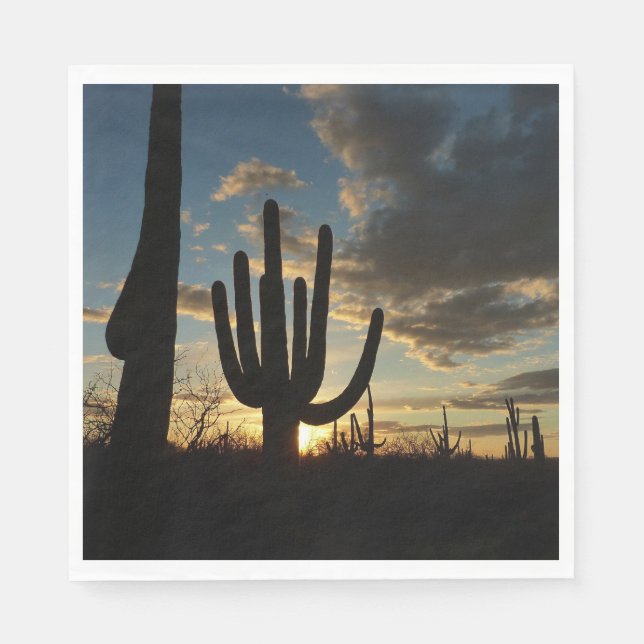 Servilleta De Papel Paisaje del desierto de Saguaro Sunset II Arizona (Anverso)