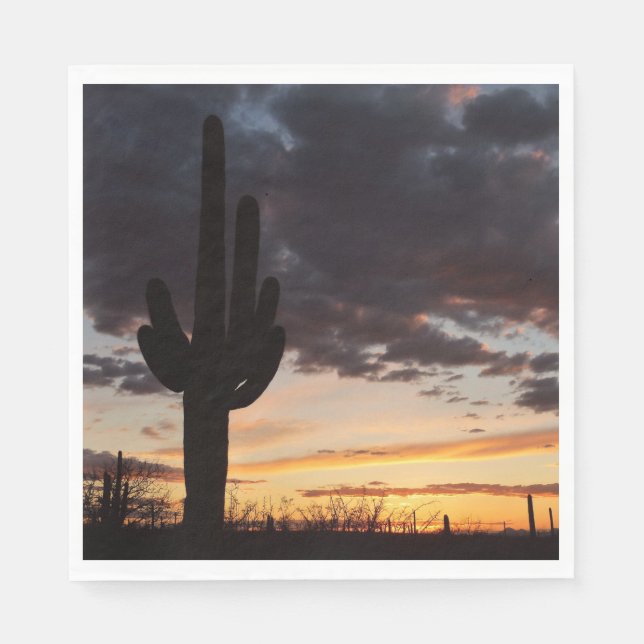 Servilleta De Papel Paisaje del desierto Saguaro Sunset III Arizona (Anverso)