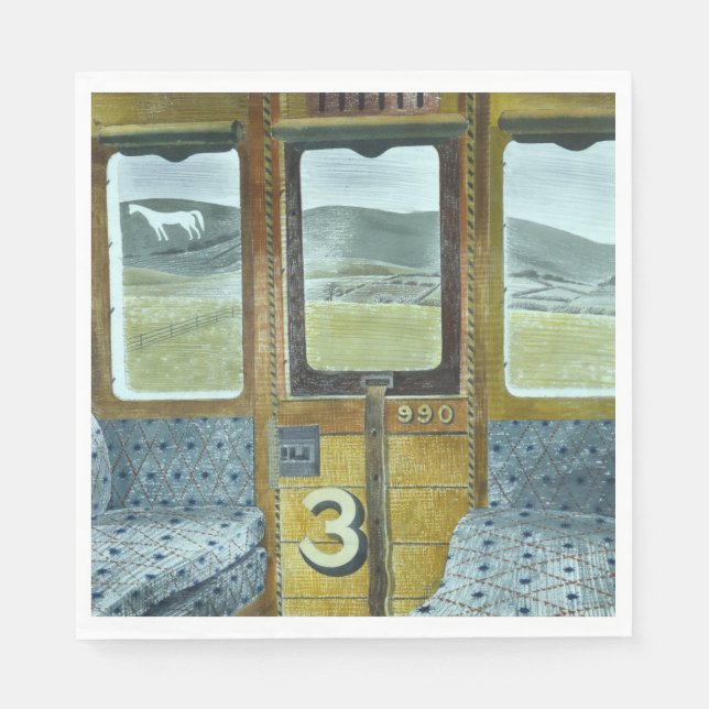 Servilleta De Papel Paisaje en tren (por Eric Ravilious) (Anverso)