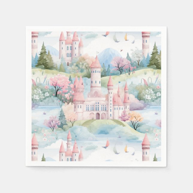 Servilleta De Papel Paisaje encantador de castillo - (Anverso)