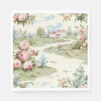 Servilleta De Papel Paisaje floral en el hogar del dulce rústico