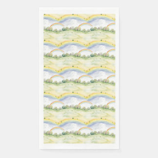 Servilleta De Papel Paisaje idílico con árboles, arbustos, flores