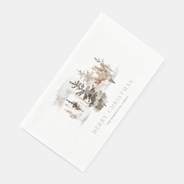 Servilleta De Papel Paisaje invernal acuarela de los navidades (Esquina)